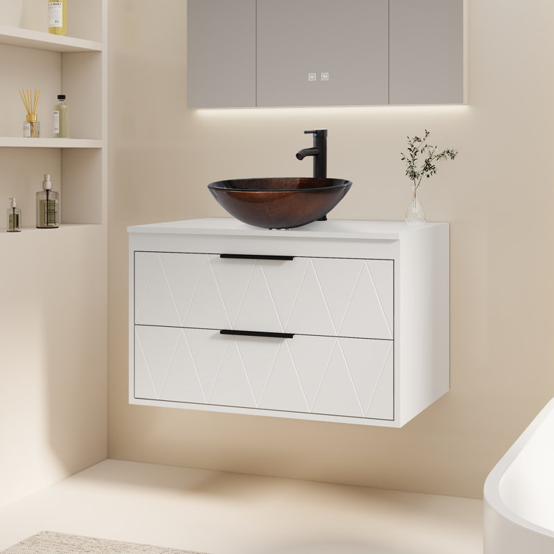 Meuble-lavabo mural avec lavabo vasque 30 po Sharee, Blanc