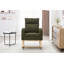 Fauteuil à bascule Teddy en tissu avec repose-pieds réglable, appuie-tête épais, dossier haut et poche de rangement, base en bois massif, vert-1294247118