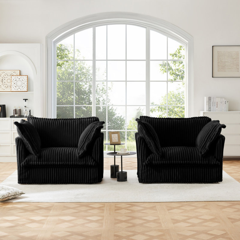 Chaises d'appoint Nickolas, Velours côtelé noir