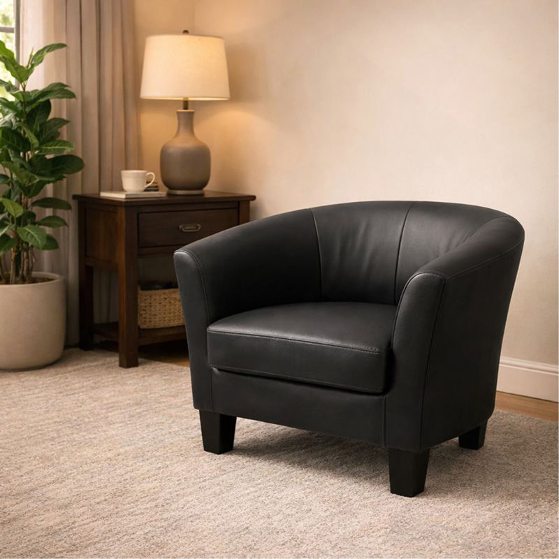 Fauteuil d'appoint en similicuir, Noir