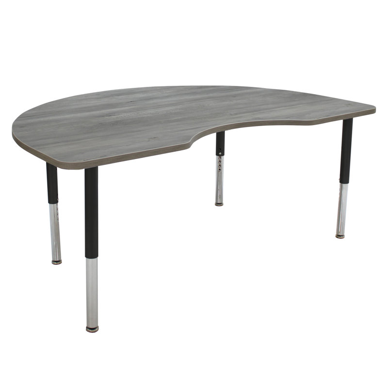 Table d'activité avec pieds réglables La Madera, Bois gris clair / noir, Super, Noir