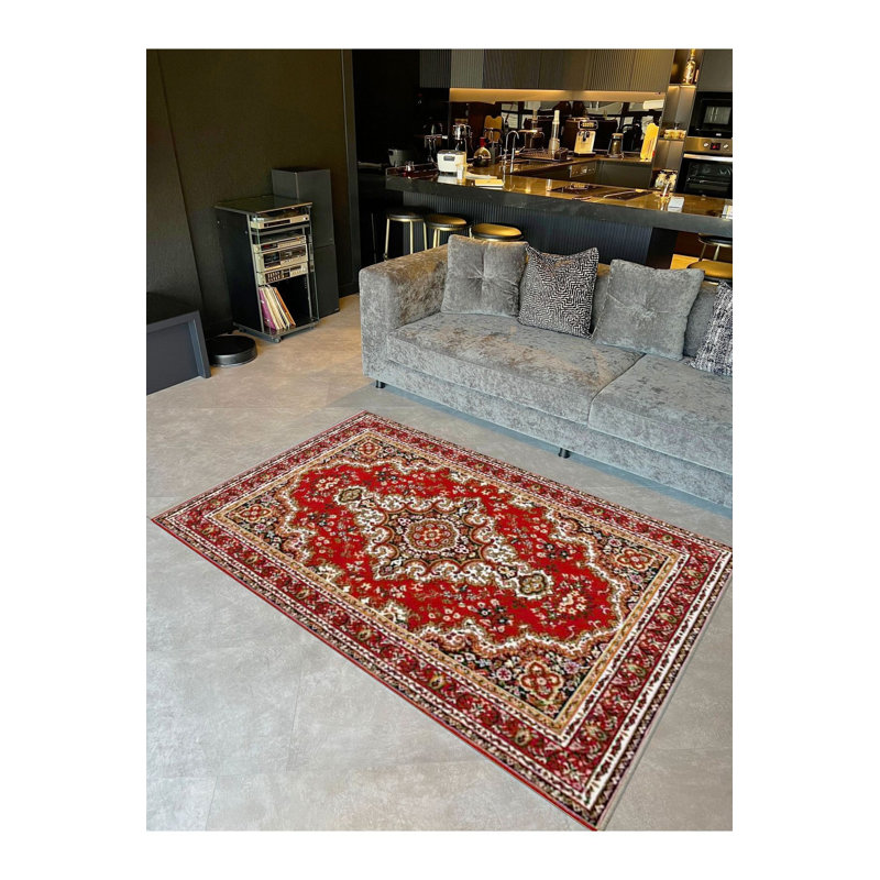 Tapis tissé traditionnel lavable à la machine, Sous-tapis rectangulaire de 3 pi 3 po x 4 pi 11 po