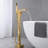 Elegant Bathroom Tub Filler - Floor Mount, Brushed Gold Waterfall Spout With Functional Handheld Shower For Relaxing Bath Mount Design And Hand Convenience-121320178