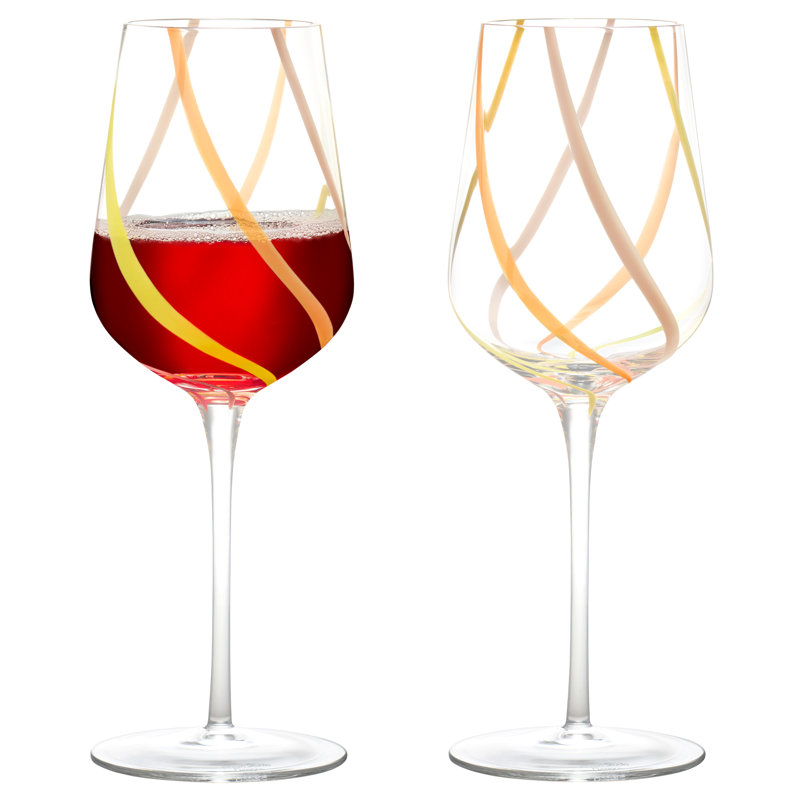 Rio 700ml Handmade Wine Glass Set, Yellow