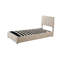 Lit plateforme simple tapissier avec rangement à levage hydraulique - Tête de lit à rayures verticales moderne, beige-117548992