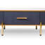 Coffee Table White/Grey Sintered Stone Top & Gold With Drawer