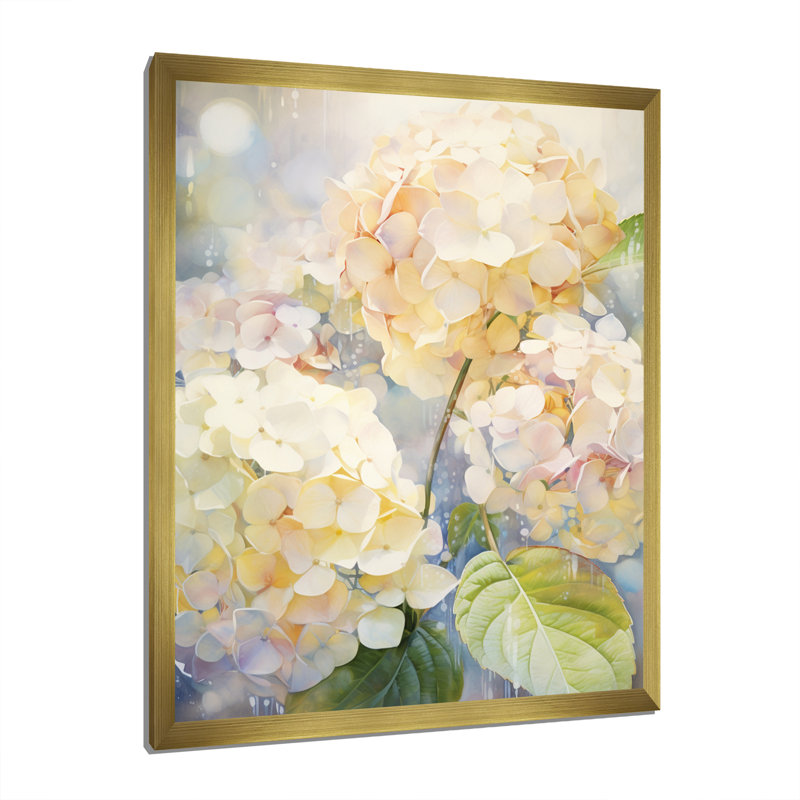 Blaxlands " Yellow Hydrangea Dappled Sunlight ", Gold Picture Framed, 44" H x 34" W x 1.5" D