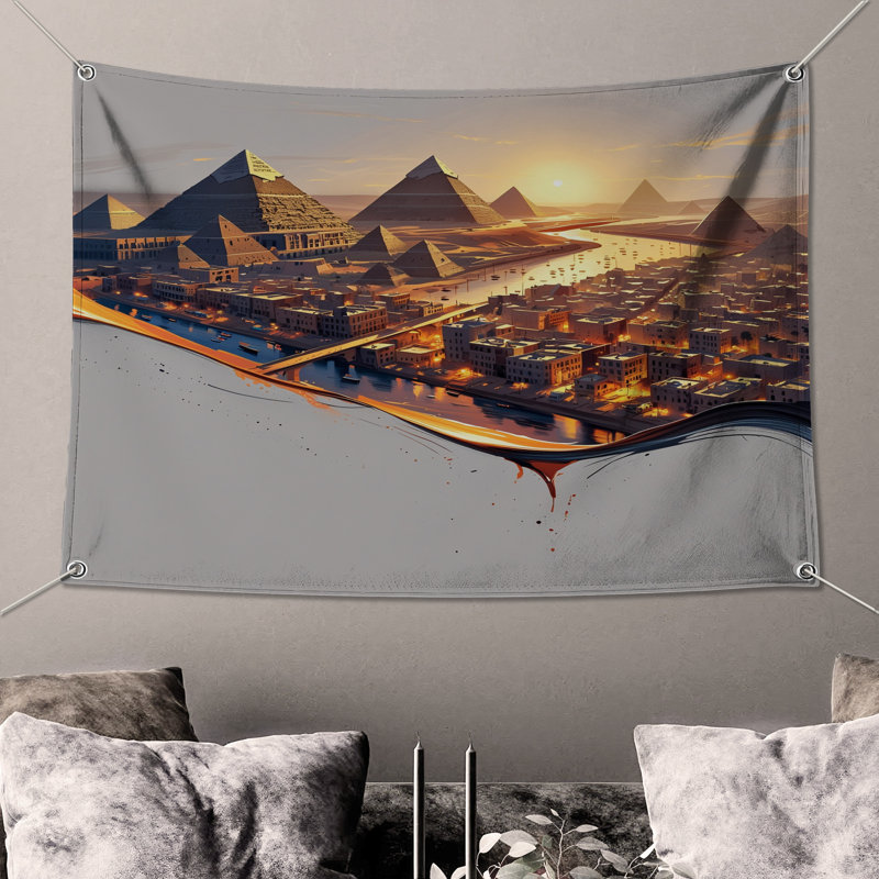Tapisserie Pyramids At Sunset - Pyramids, 68 po H x 80 po L avec 4 œillets