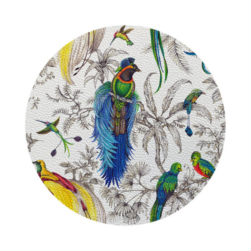 Audubon Exotica Vegan Leather Round Placemats, Tropical