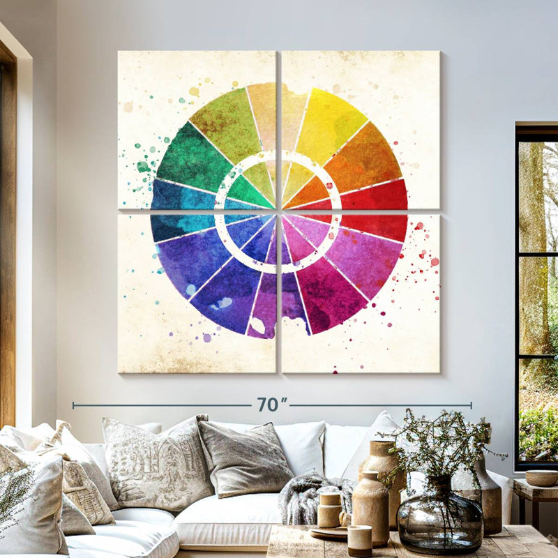Basic Color Wheel - 4 Piece Wrapped Canvas Print, 57" H x 57" W x 1.25" D