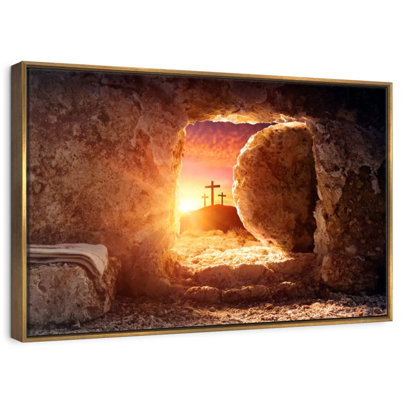 Resurrection Of Jesus Christ, 13" X 9", Floating Frame Gold
