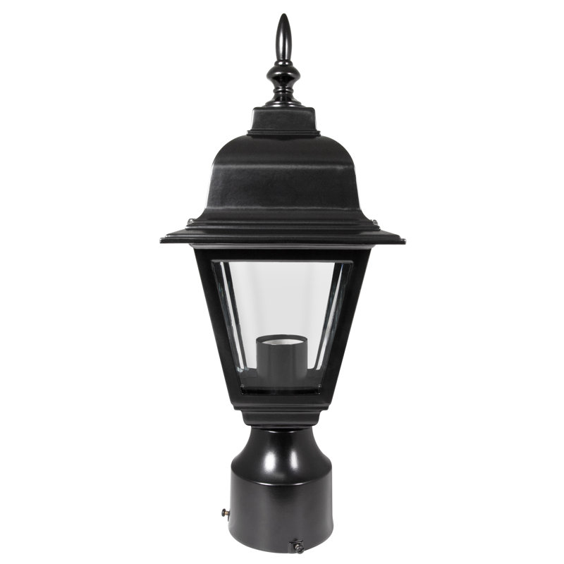Lampadaire d'extérieur et lumière avec verre transparent traditionnel, Noir, H 96,25 po x l 6 po x P 6 po