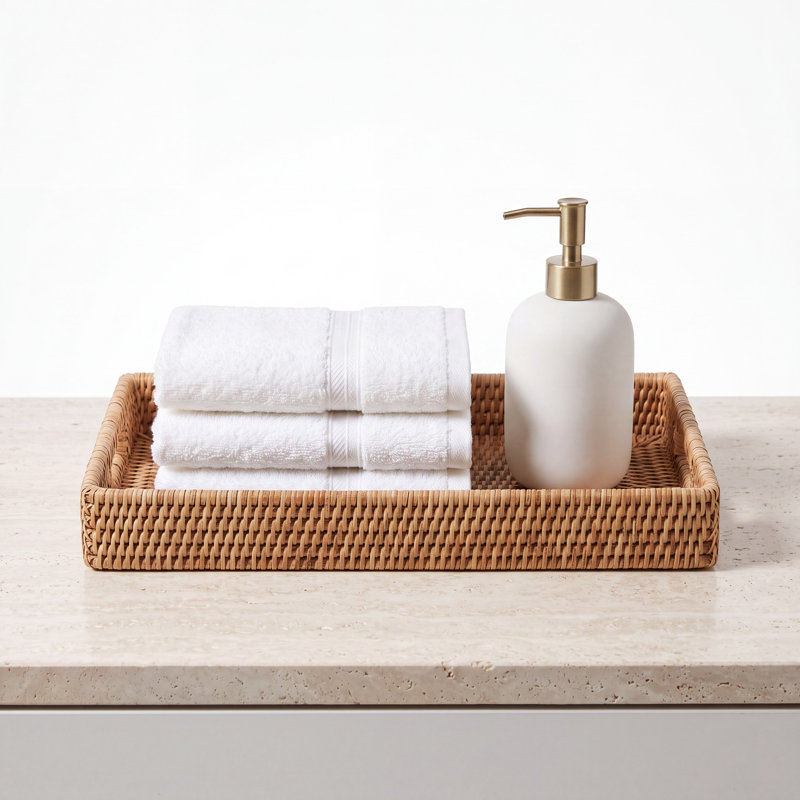 Plateau de salle de bain rectangulaire, Blanc délavé