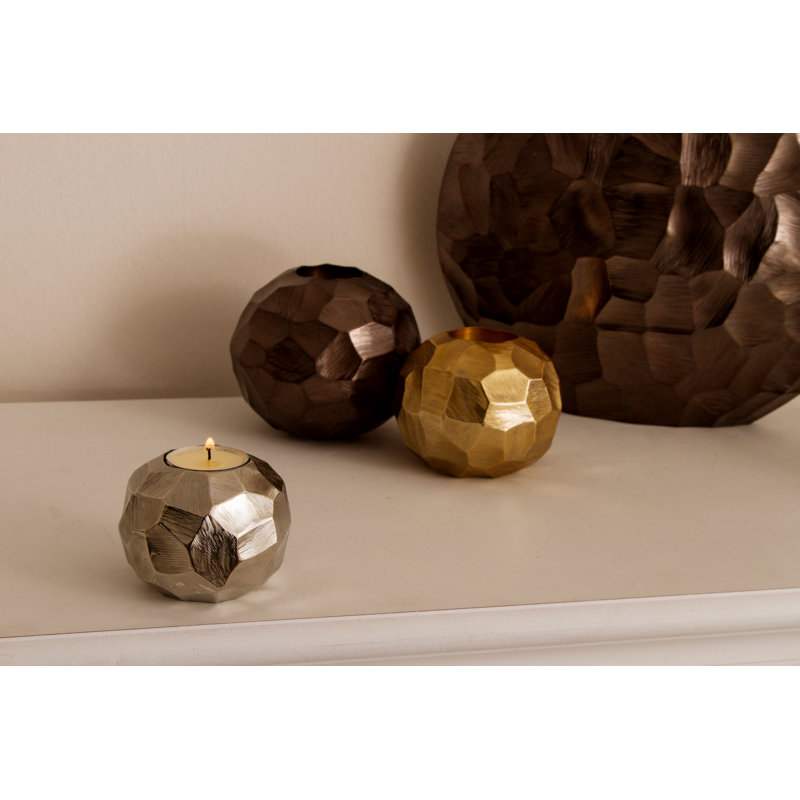 Metal Wall Tealight Holder, Matt brushed nickel, 7cm H x 8cm W x 8cm D