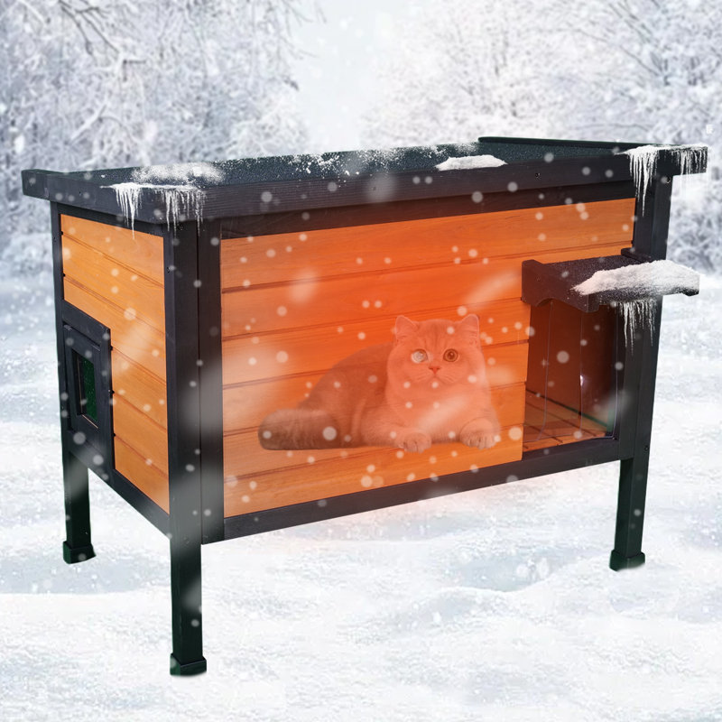 Insulated Cat House Outdoor Weatherproof Feral Cats Shelter Indoor Cat Cottage