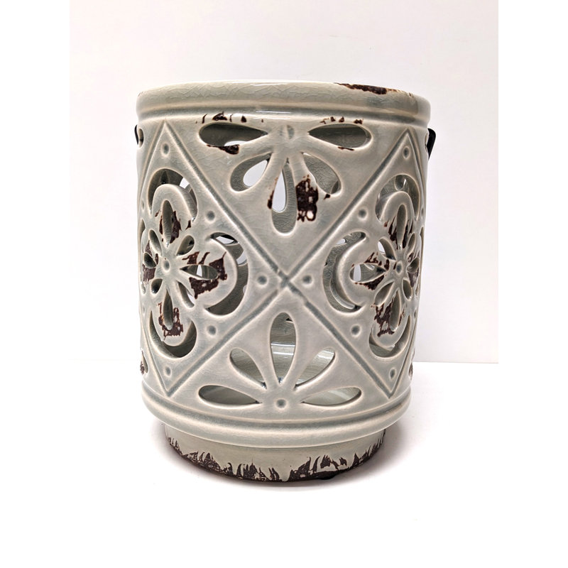 7 " Ceramic Lantern, Gray