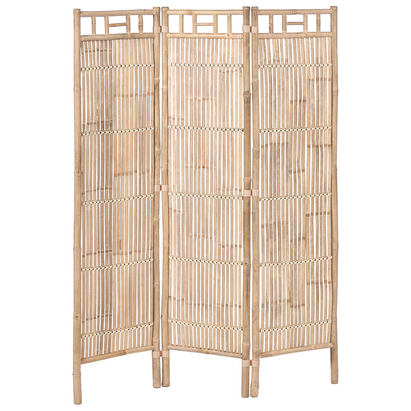 3-Panel Garden Privacy Screen CEFALU Folding Light Brown