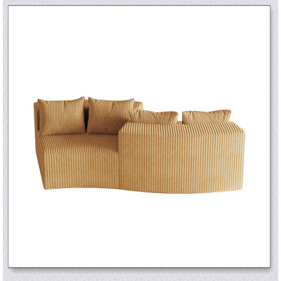 Corduroy Curved Sectional Sofa with 4 Pillows, Symmetrical Modular Semi-Circular Design for Bedrooms and Living Rooms