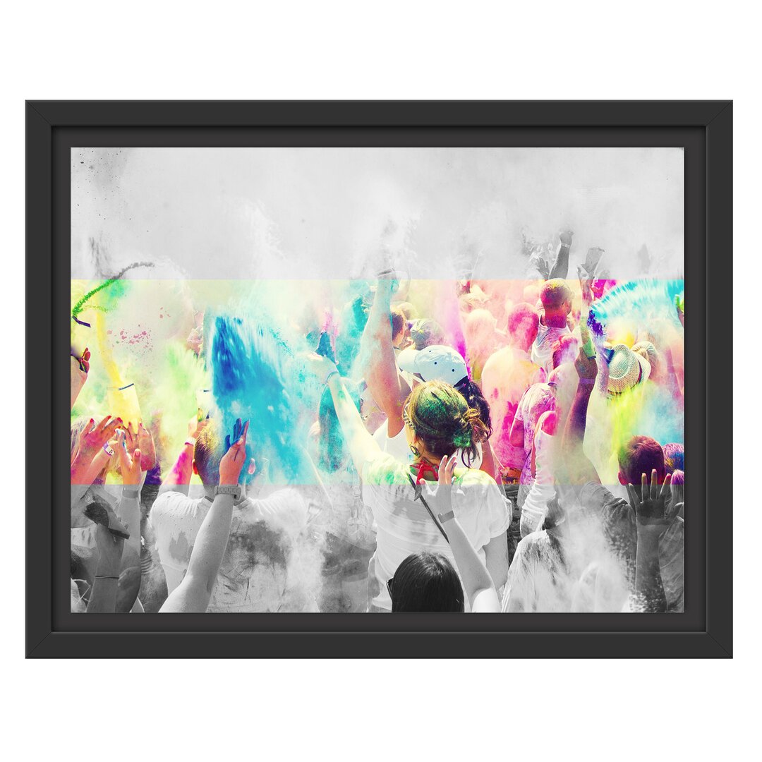 Gerahmtes Wandbild Holi Farben Festival