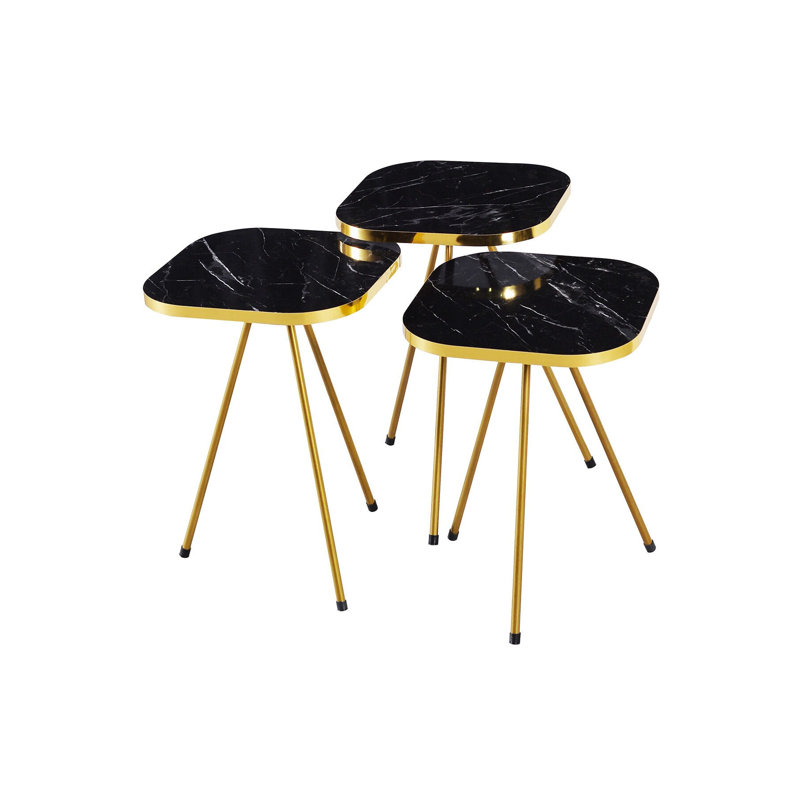 Crooke Living Room Table Set, Black Marble