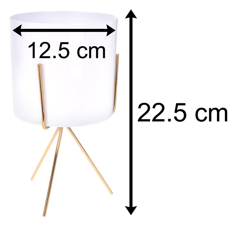 Allare Metal Cachepot, White, 12cm H x 23cm W x 12cm D