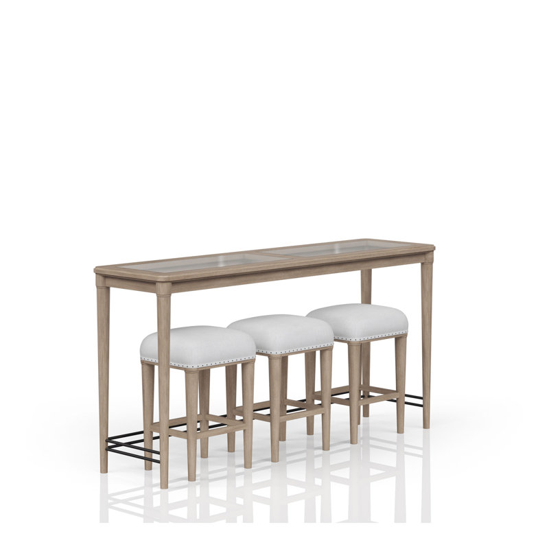Frosted Glass Console Table With 3 Stools