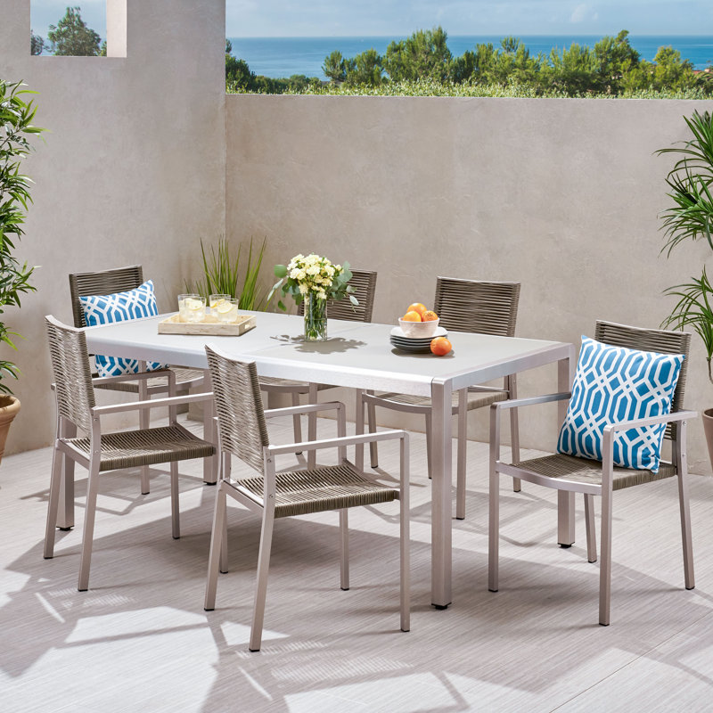 Ensemble repas 7 pièces Lindner, Gris / Taupe