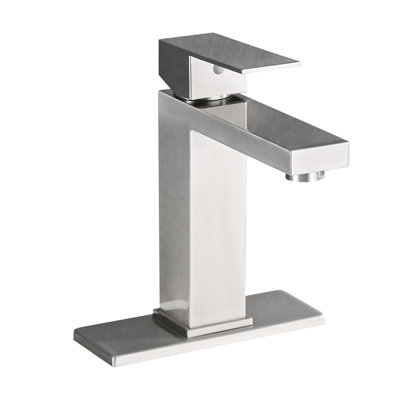 Stainless Steel Bathroom Faucet Single Hole - Deck-Mounted With And Drain Assembly, 1.2 Flow Rate, Lever Handle, Ceramic Disc Valve For Vanity, Brushed Nickel Sink Modern Bathroom,