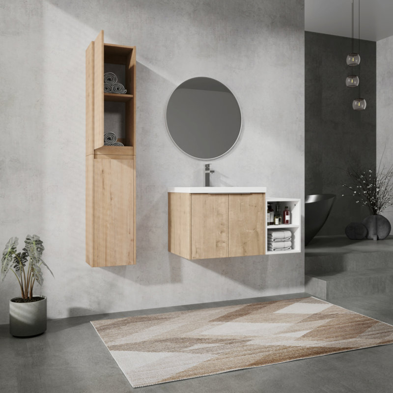 Meuble-lavabo mural 36 po avec lavabo et armoire latérale 36 po
