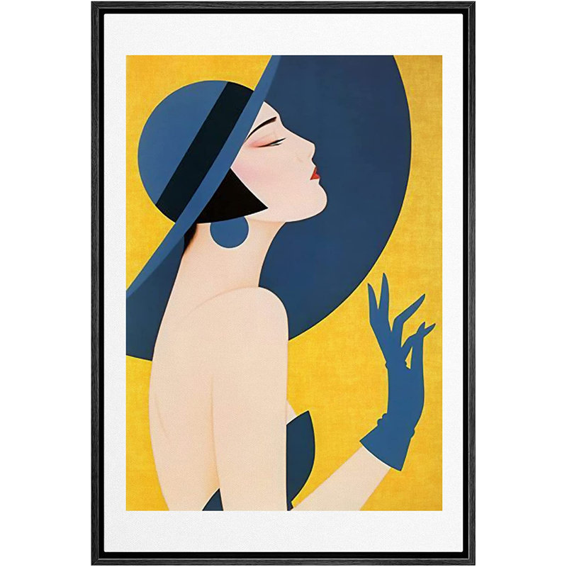 Art mural IDÉE4WALL, reproduction d'art sur toile encadrée rouge, bleu sarcelle et blanc, abstrait, formes géométriques, illustrations, art moderne, chic et coloré pour le salon, la chambre à coucher, le bureau - 24 po x 36 po - noir