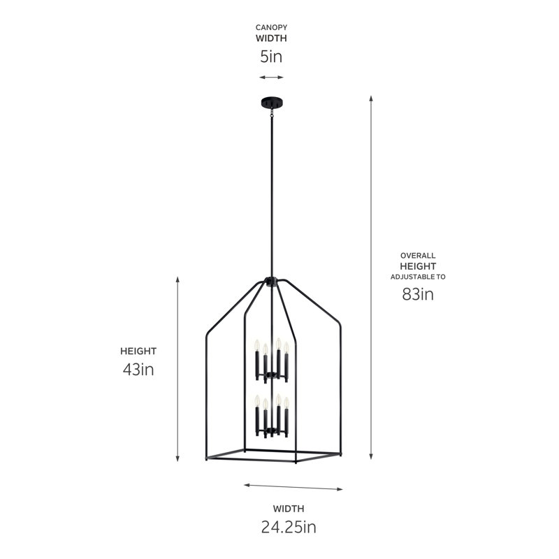 Luminaire suspendu cage 43 lumières 43 po XL, Noir satiné