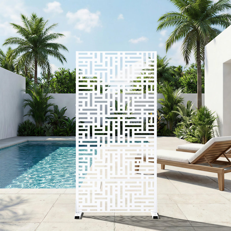 Panneau de clôture en métal pour l'extérieur, H 59 po x l 30 po x P 16 po, Blanc