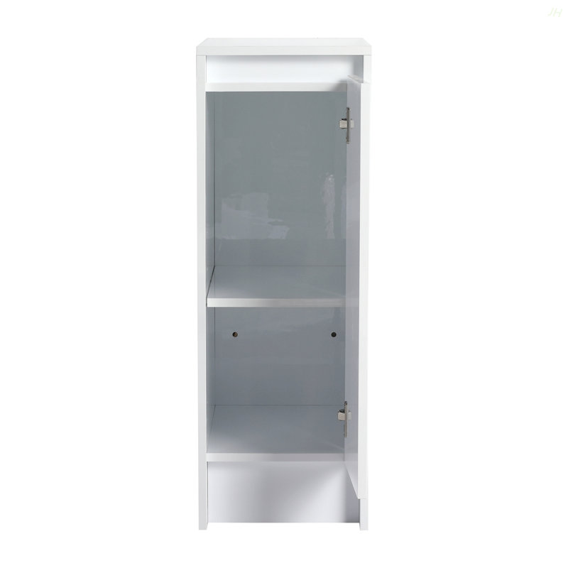 Armoire de rangement autoportante 12 po, portes à fermeture douce, blanc brillant (emballage KD)
