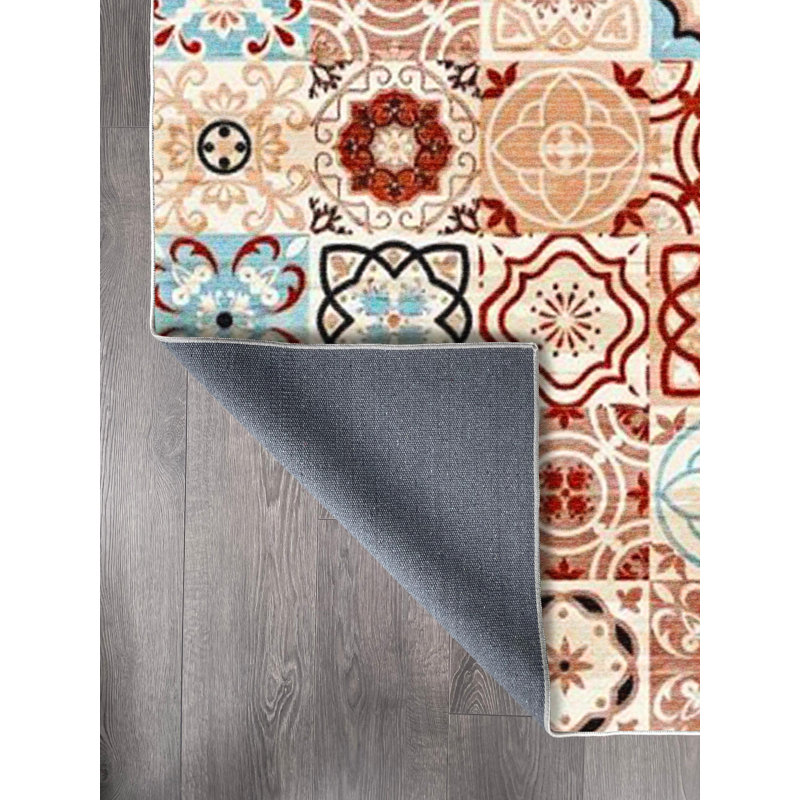 Tapis brun en coton à imprimé numérique marocain, Rectangle 5 pi 3 po x 9 pi 10 po