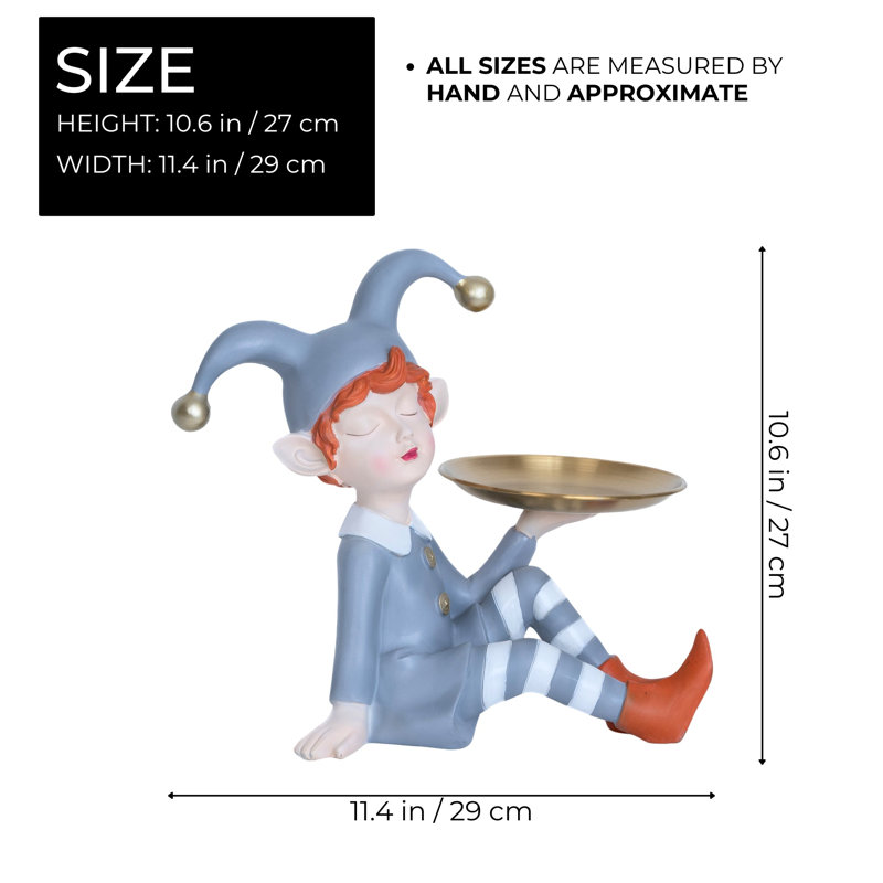 Clown et plateau doré - Plat à bonbons en polyrésine pour enfants, gris
