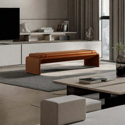 Banc rembourré en cuir Lauriann
