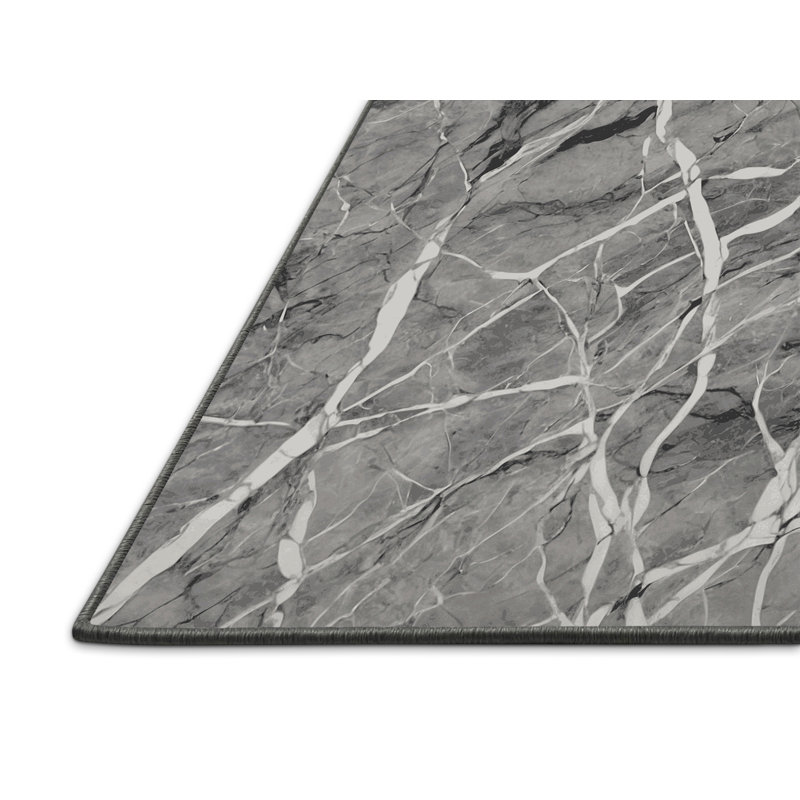 Tapis gris soyeux et moelleux, Rond 4 pi