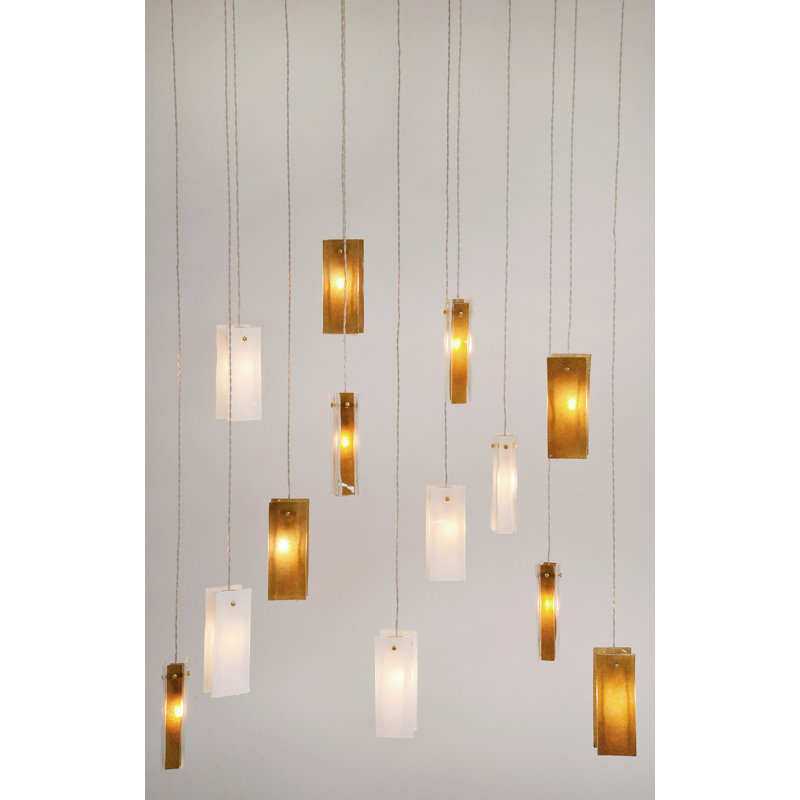 13 - Light Pendant, Amber, 72'' H X 26'' W X 12'' D, 13