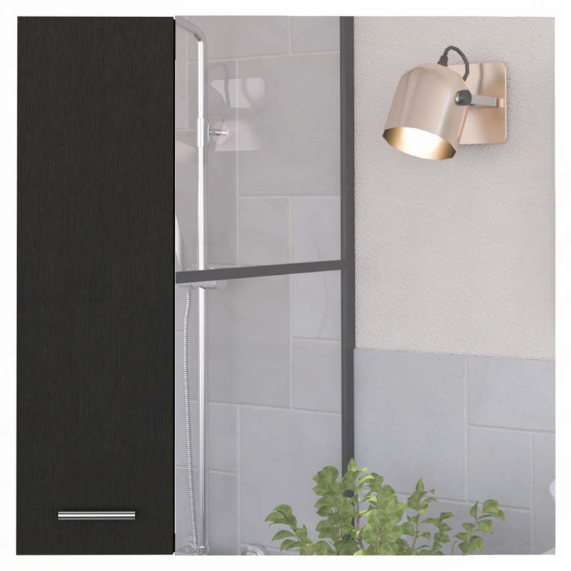 Armoire à pharmacie de salle de bain avec miroir, Noir