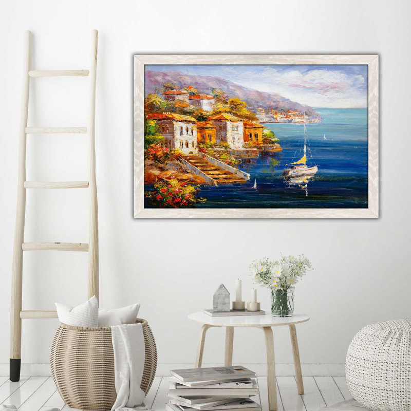 «Colorful Sea», reproduction encadrée, H 21,5 po x l 27,5 po x P 0,75 po, Cadre crème délavé