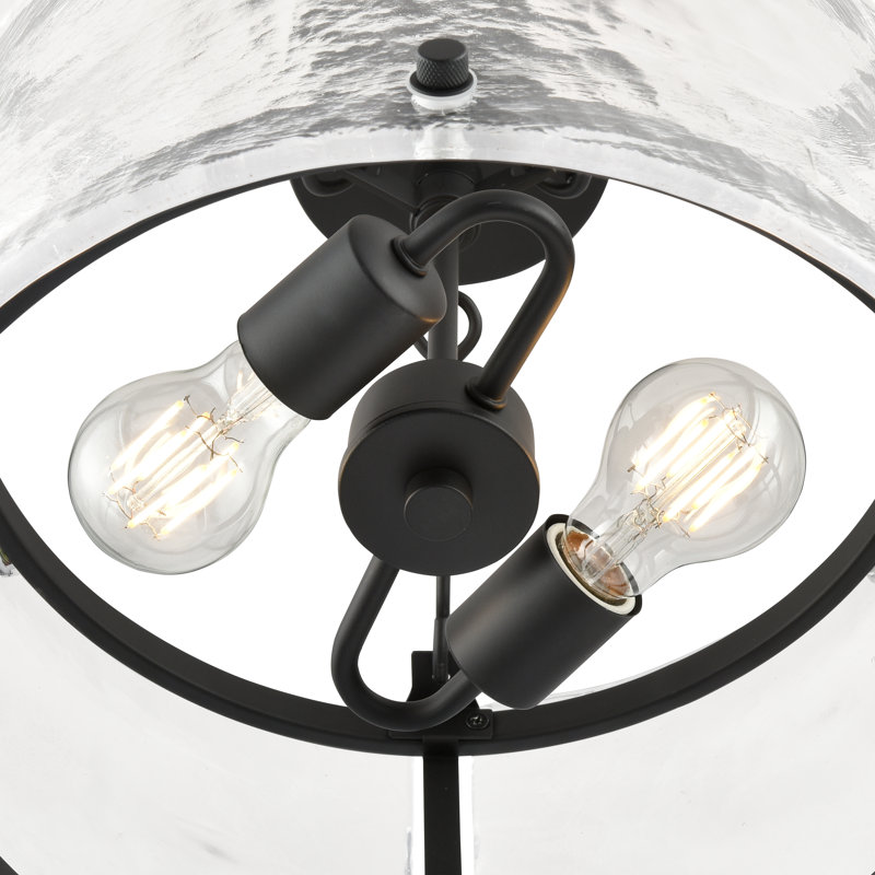 Plafonnier semi-encastré 2 lumières Bennetti, Noir mat