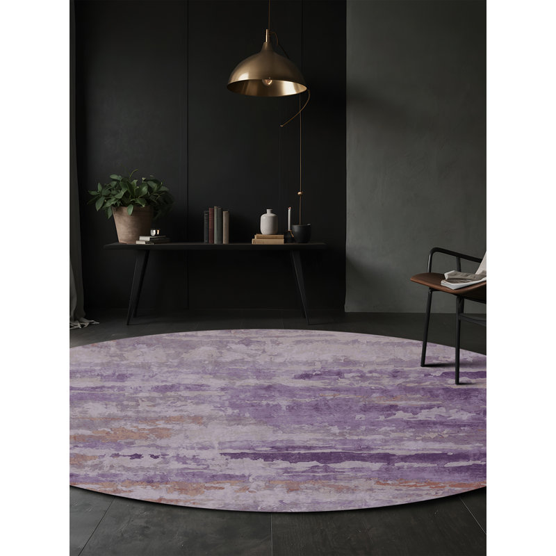 Tapis rose soyeux et moelleux, Rond 6 pi