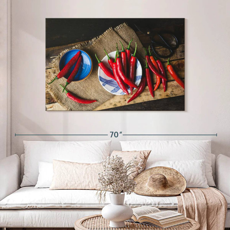 Yarlin Red Chilies, 32" H x 48" W