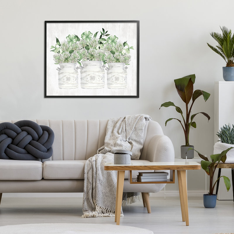 Rustic Spring Shamrock Assortments, giclée encadrée, design avec lettres et doublure, Giclée encadrée noir minuit