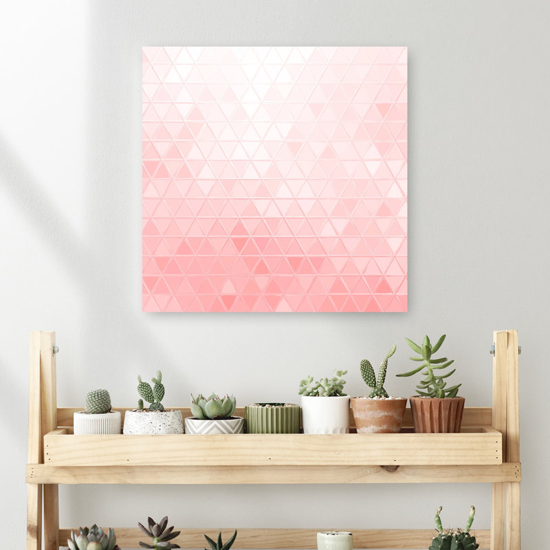 Art mural lilas géométrique abstrait dégradé rose, H 18 po x l 18 po