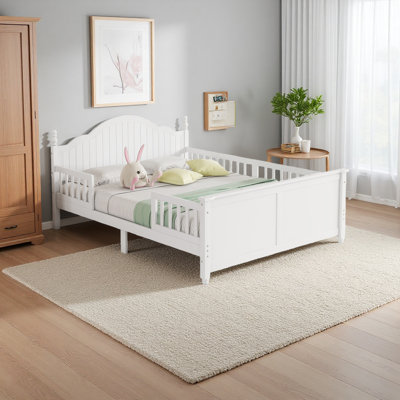 Lit plateforme en bois avec tête et pied de lit