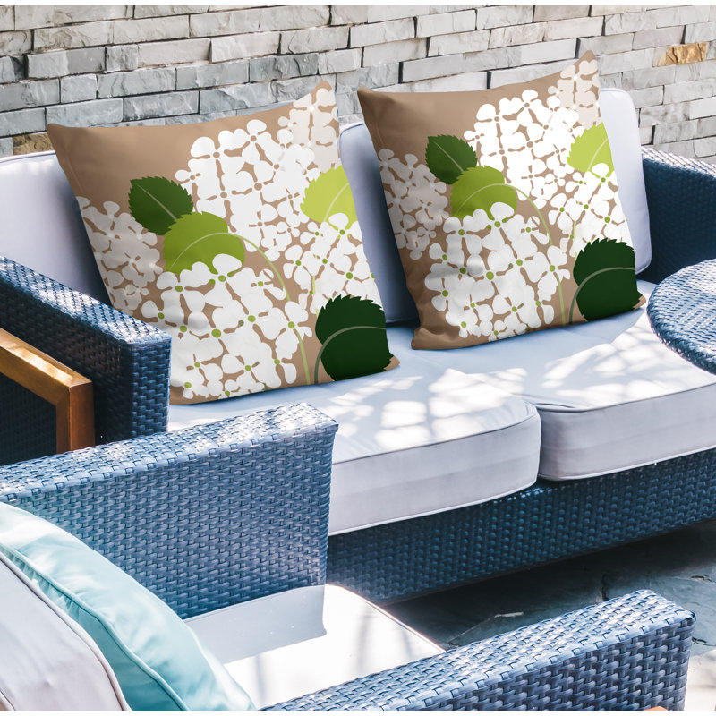 Housse et insert de coussin décoratif intérieur / extérieur en polyester / mélange de polyester, Beige, L 15 po x H 15 po