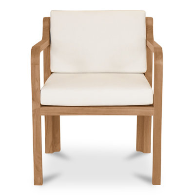 Wood Premium All-Weather Wicker Outdoor Dining Armchair with Cushion