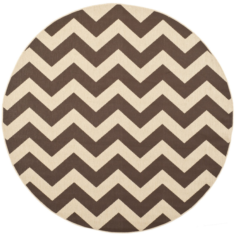 Arneshia Chevron Dark Brown Indoor / Outdoor Area Rug, Round 7'1"