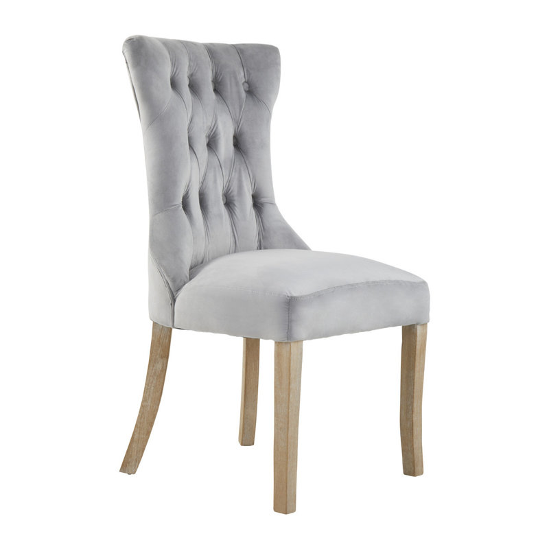 Otsego 137.2cm H Tufted Velvet Upholstered Side Chair, Grey